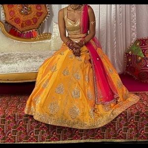 Yellow lengha. Worn once